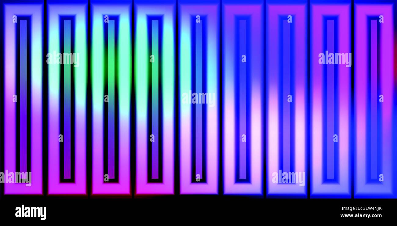 Futuristic neon led light bars background with pink and blue gradient Stock Vector