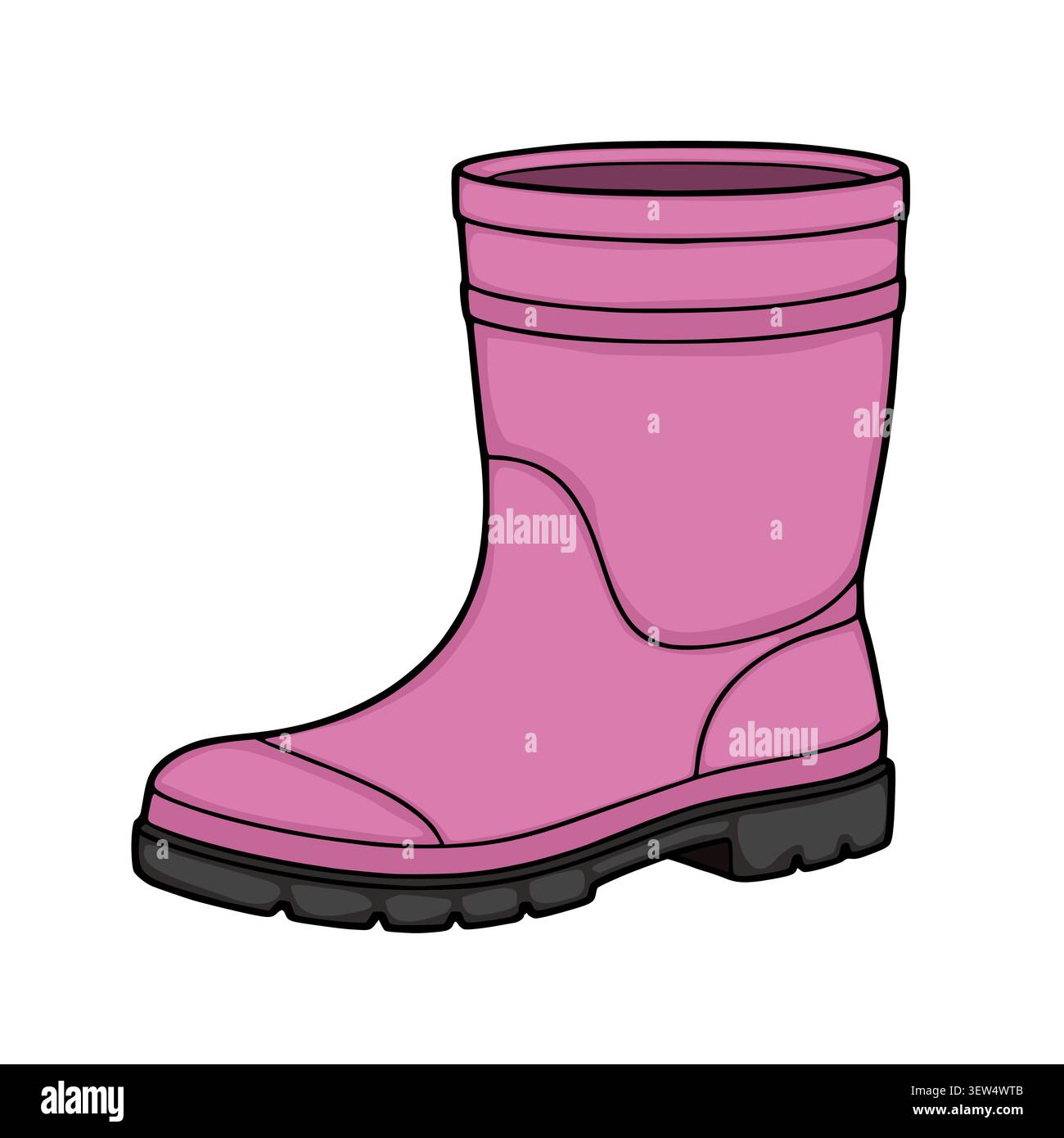 Pink rubber boot vector illustration, isolated on white background Stock Vector