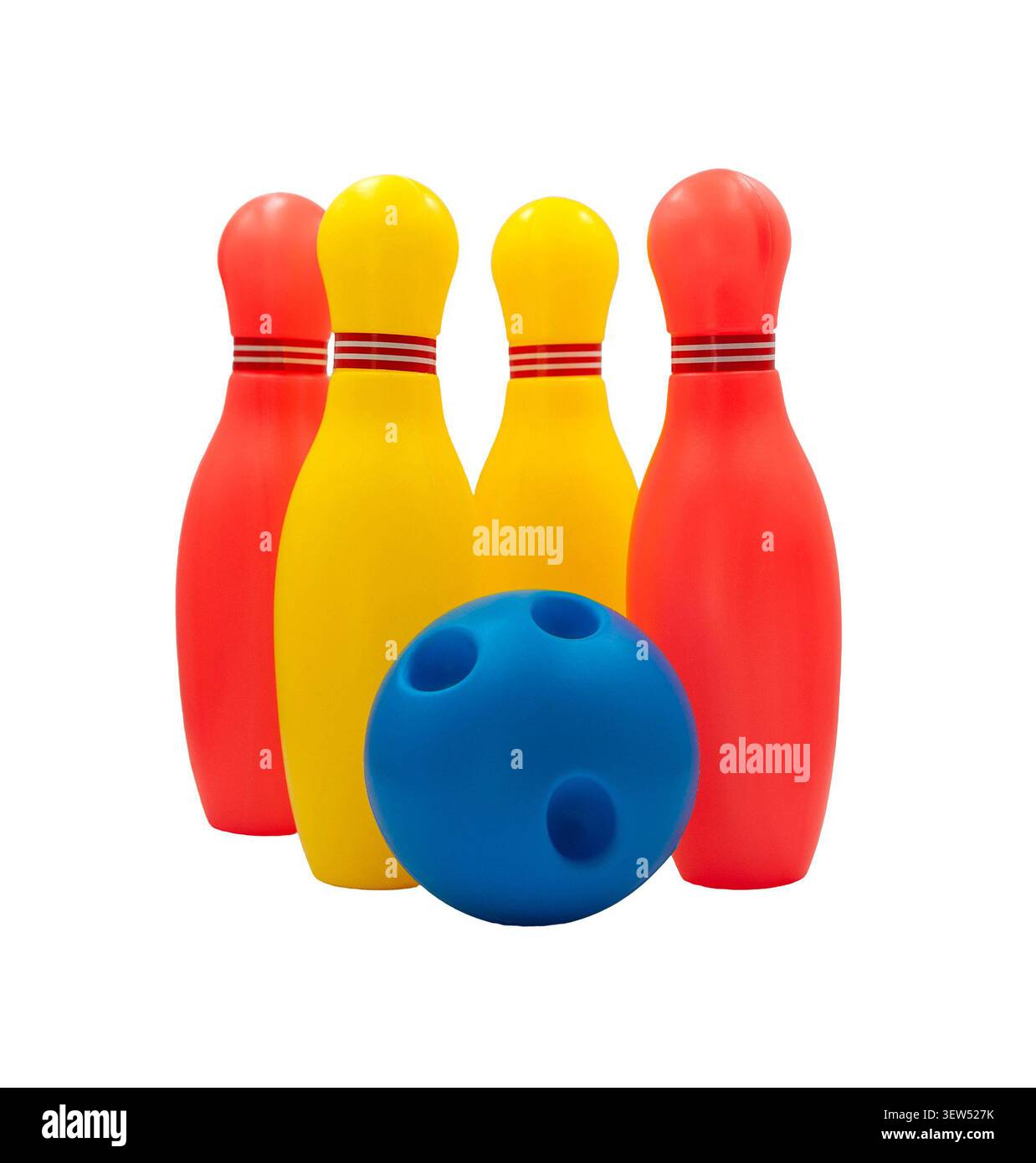 Colorful kids toy bowling set isolated on white background Stock Photo
