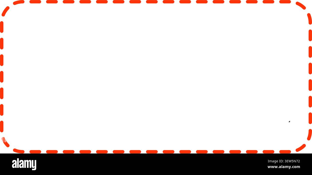 A simple orange rectangular frame featuring a dashed line pattern and rounded corners. This versatile graphic element is perfect for highlights, text Stock Vector