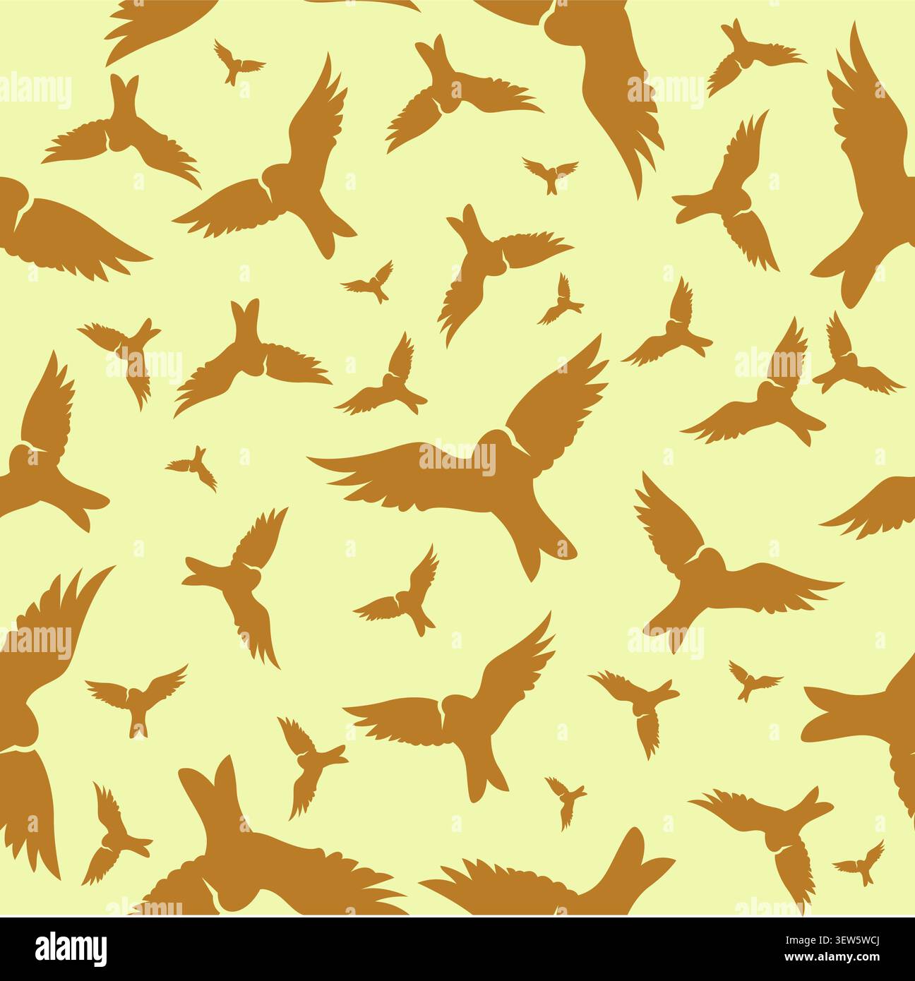 Gold Birds Seamless Pattern Design Vector Stock Vector