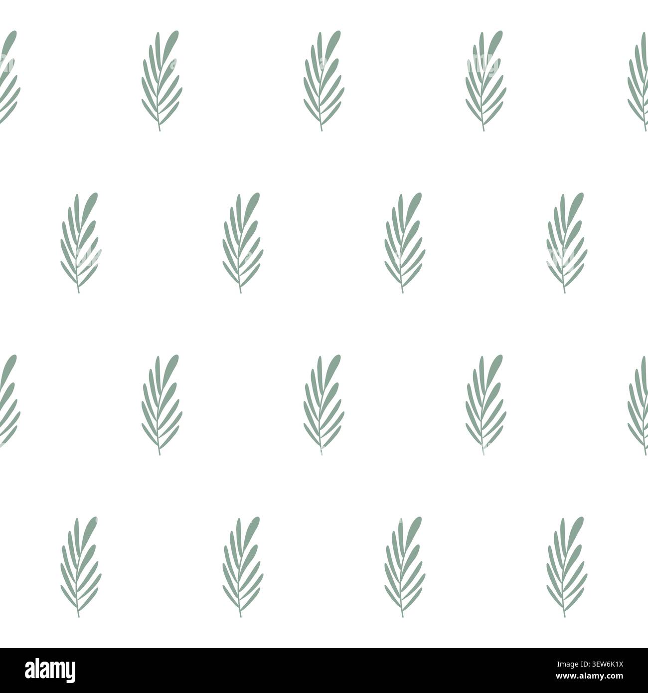 botanical simple pattern with green plants Stock Vector
