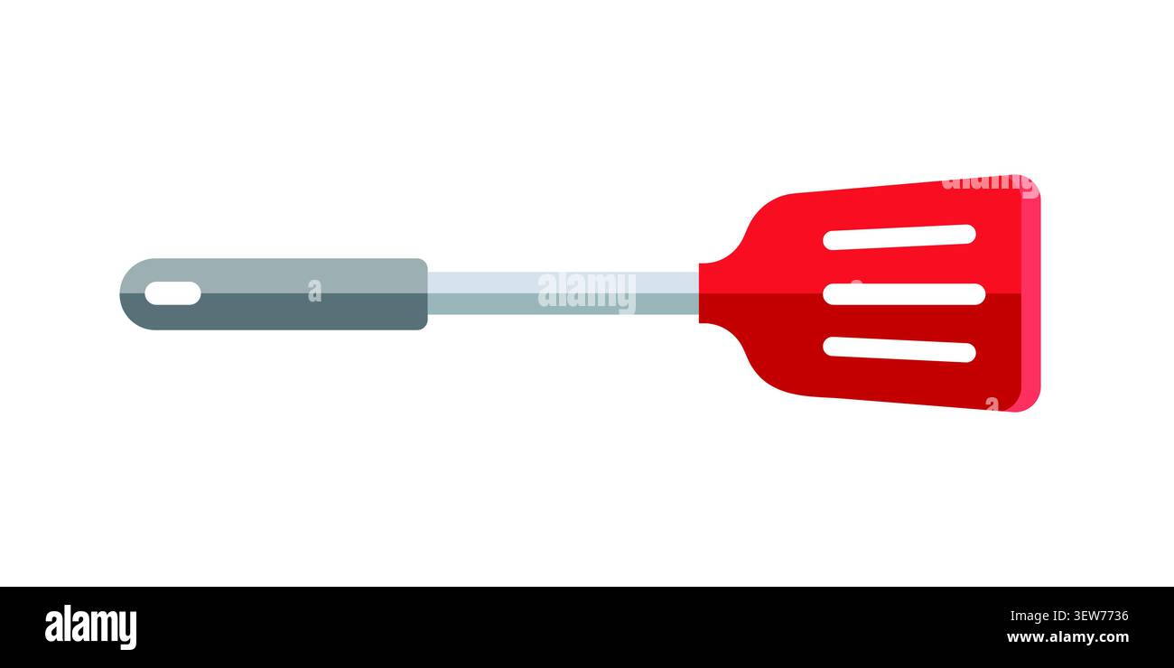 Slotted red kitchen spatula illustration Stock Vector