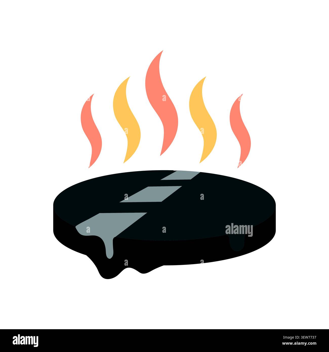 Melting Asphalt Road Heatwave Icon Stock Vector