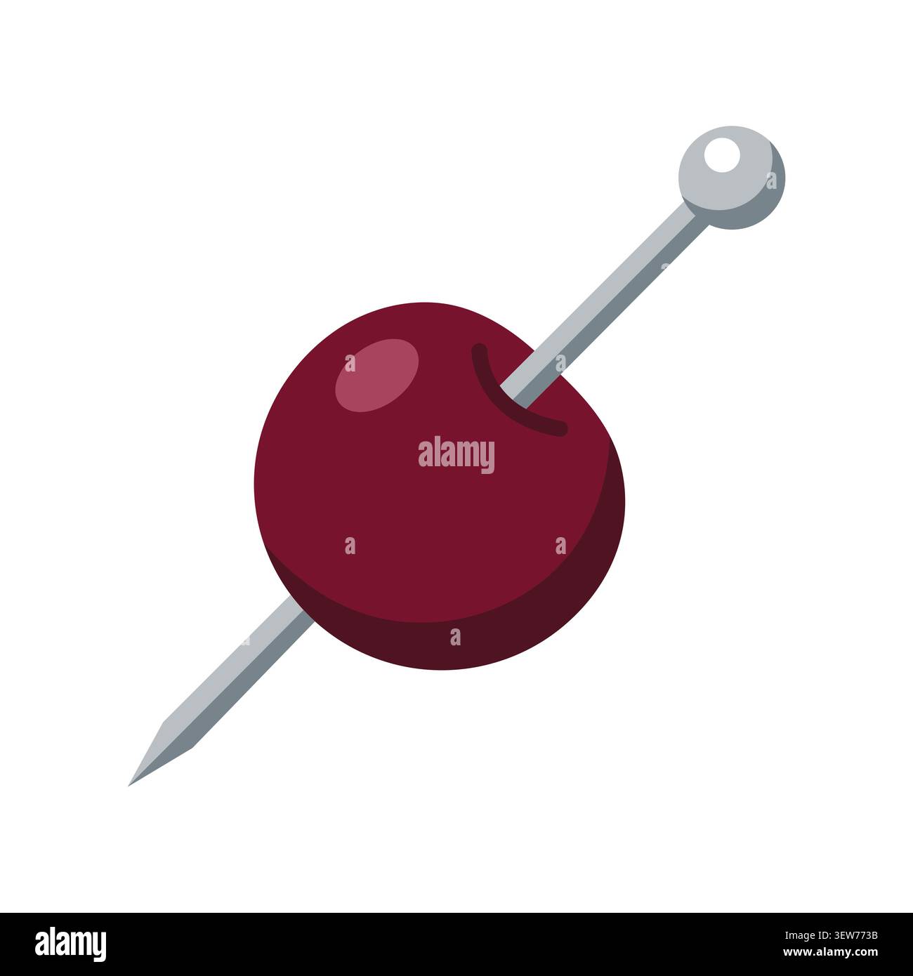Cherry with Pin Vector Illustration Stock Vector