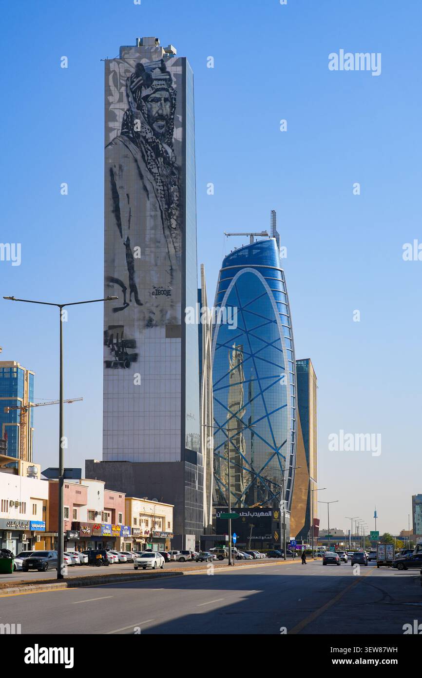 Riyadh cityscape with Hadab Hotel featuring King Abdulaziz Art Draw ...