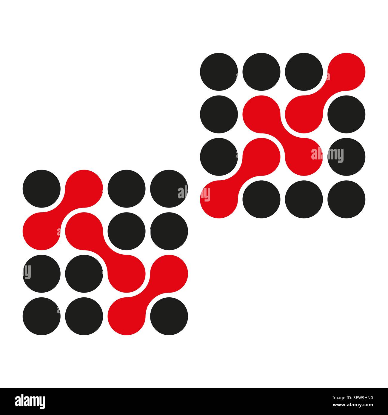 Geometric grid forms pack features red vector connected dot shapes. Vibrant collection visualizes abstract network. eps 10 Stock Vector