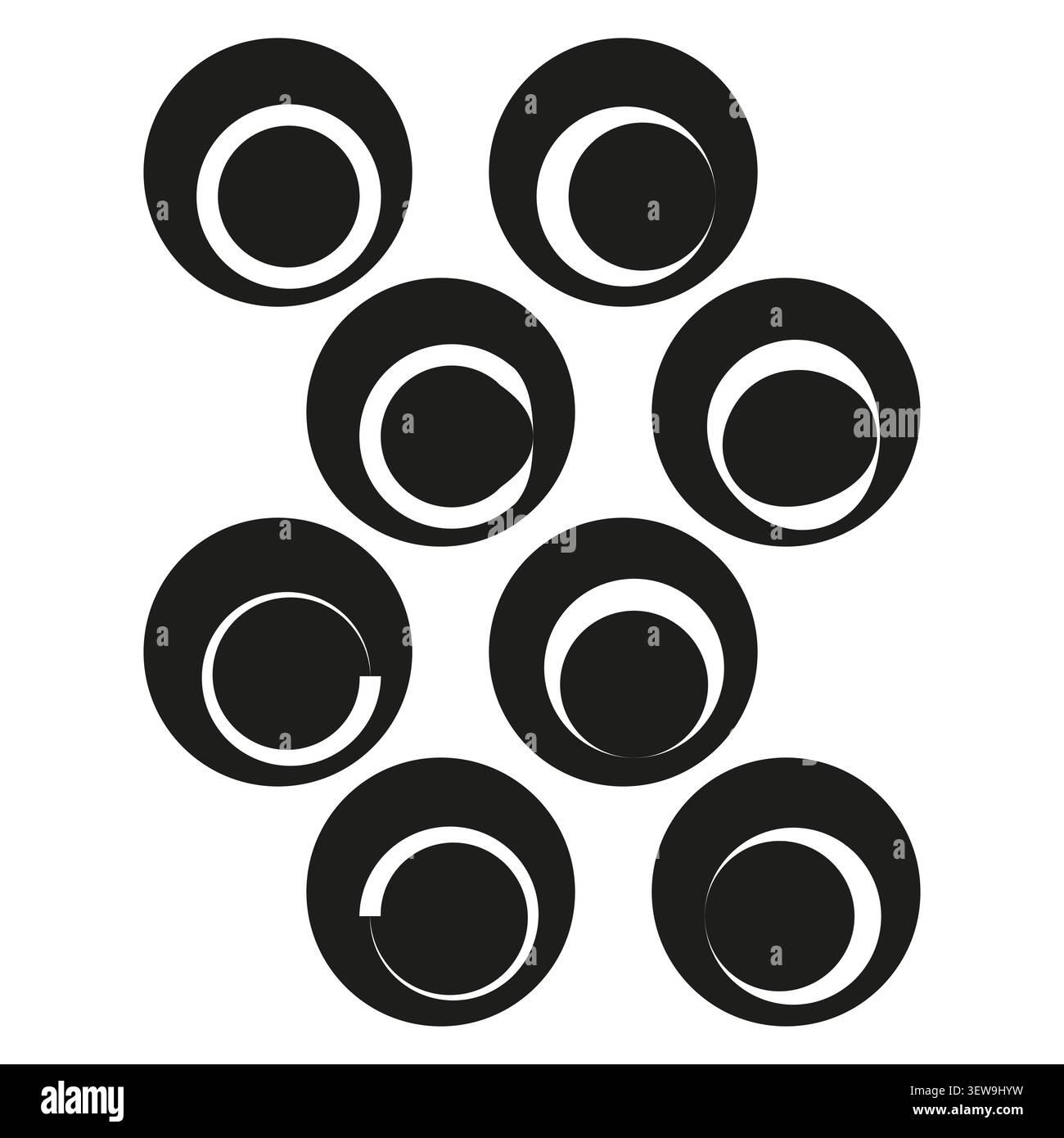 Geometric circle ring forms pack features black vector bold concentric frames. Minimal collection visualizes modern layout. eps 10 Stock Vector