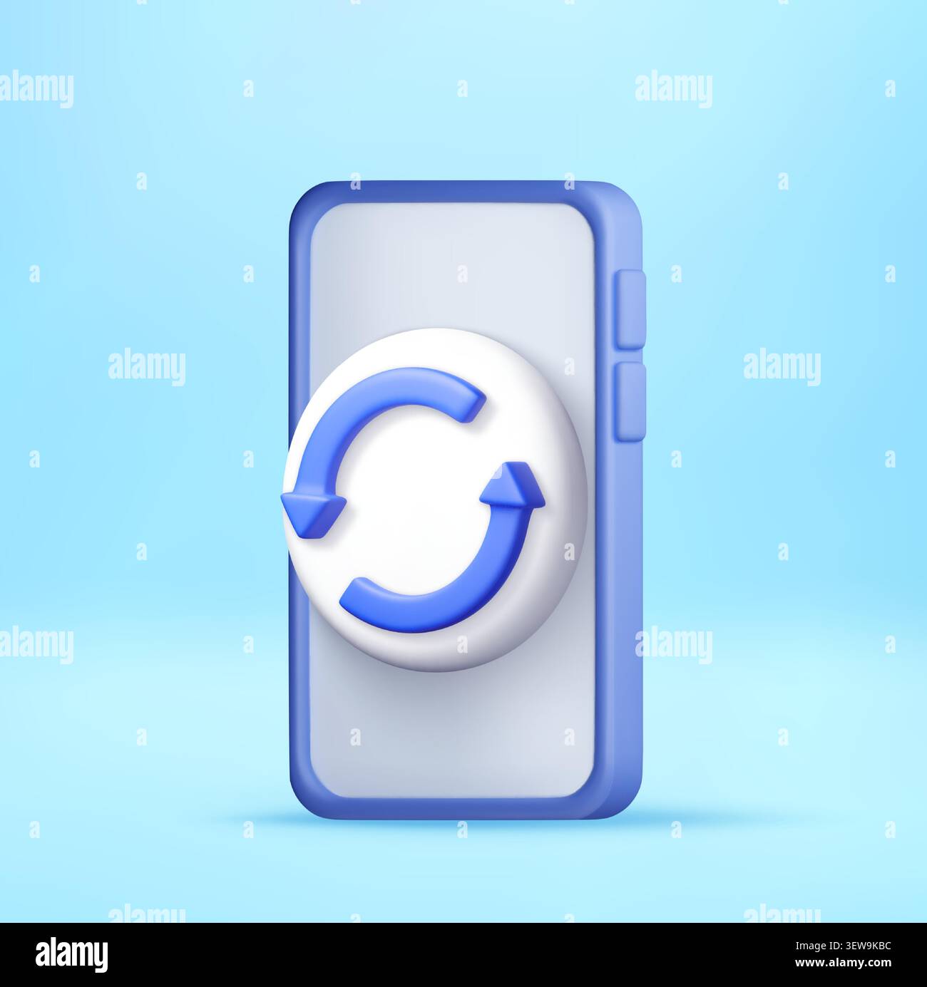 3D Smartphone with refresh icon. Stock Vector