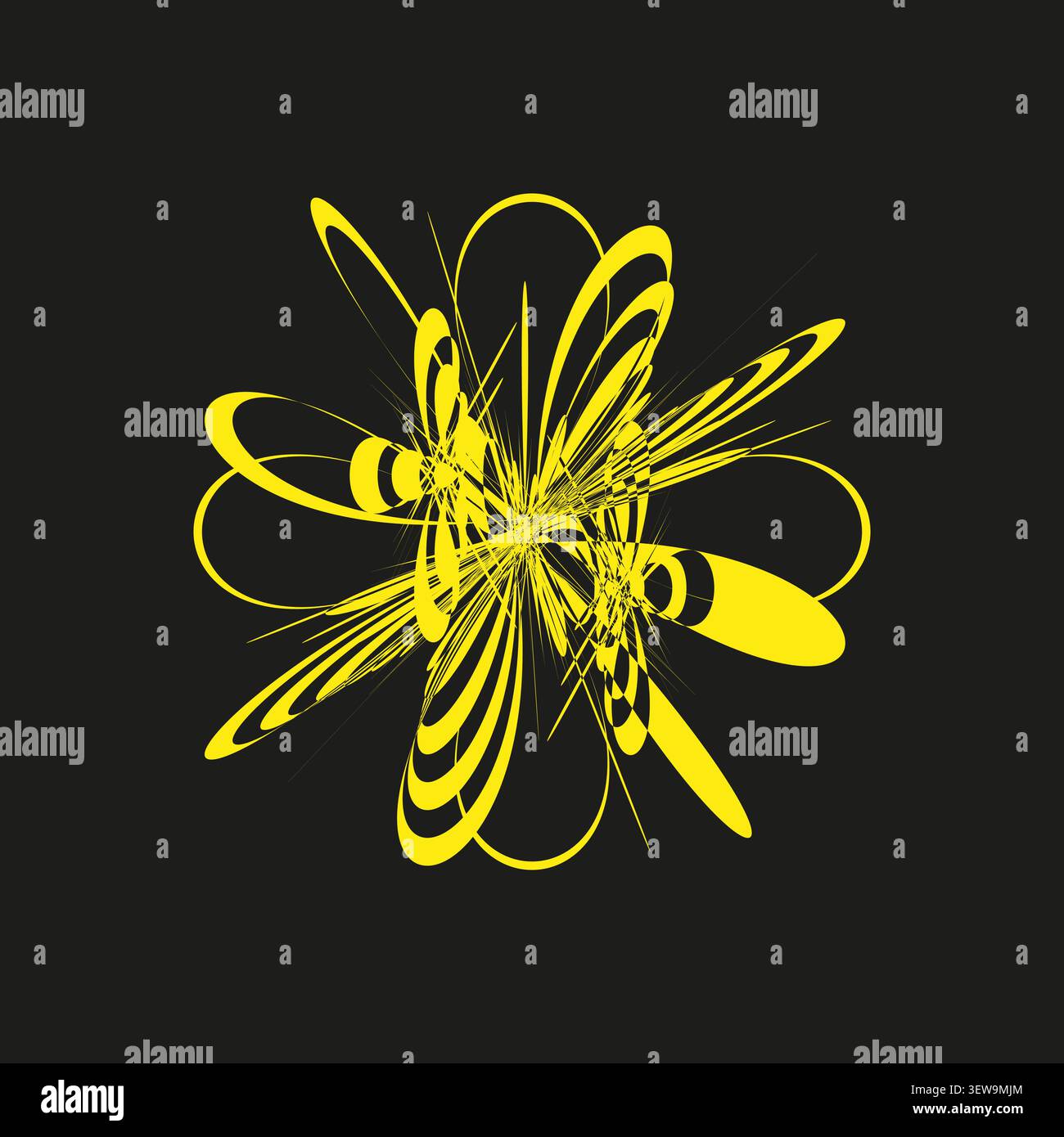 Geometric abstract forms pack features yellow vector dynamic splash shapes. Vibrant collection visualizes ribbon. eps 10 Stock Vector
