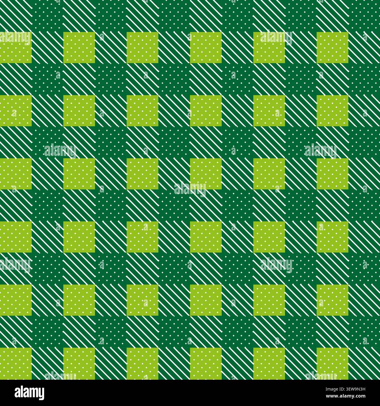 Geometric plaid forms pack features green vector patterned checkerboard grids. Vibrant collection visualizes abstract layout. eps 10 Stock Vector
