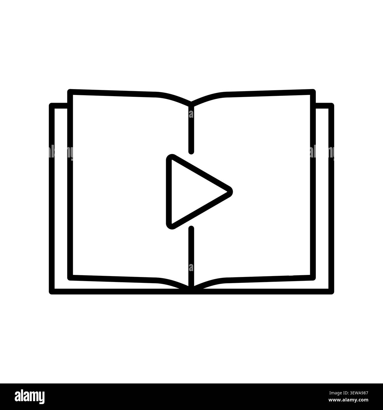 Audiobook play media button features line vector element. Enhances digital education library and online learning process. eps 10 Stock Vector