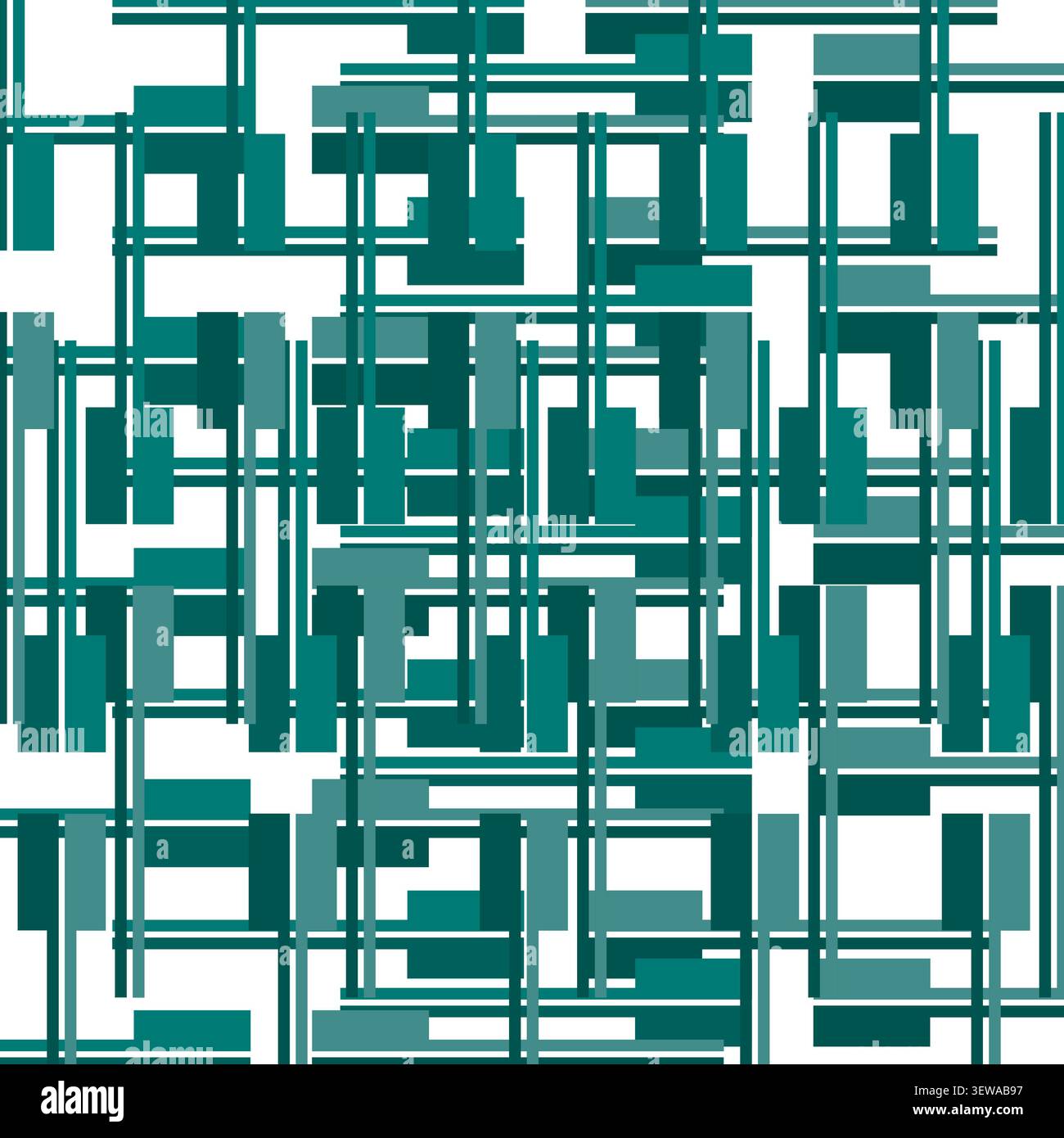 Geometric line grid feature teal vector pattern. This abstract circuit maze highlights simple modern tech backgrounds. eps 10 Stock Vector