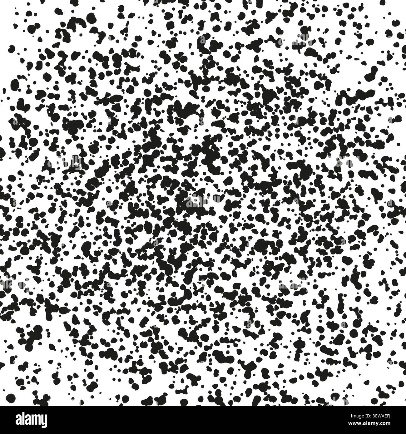 Abstract ink splatter feature black vector pattern. This chaotic dot texture highlights simple modern art layouts. Stock Vector