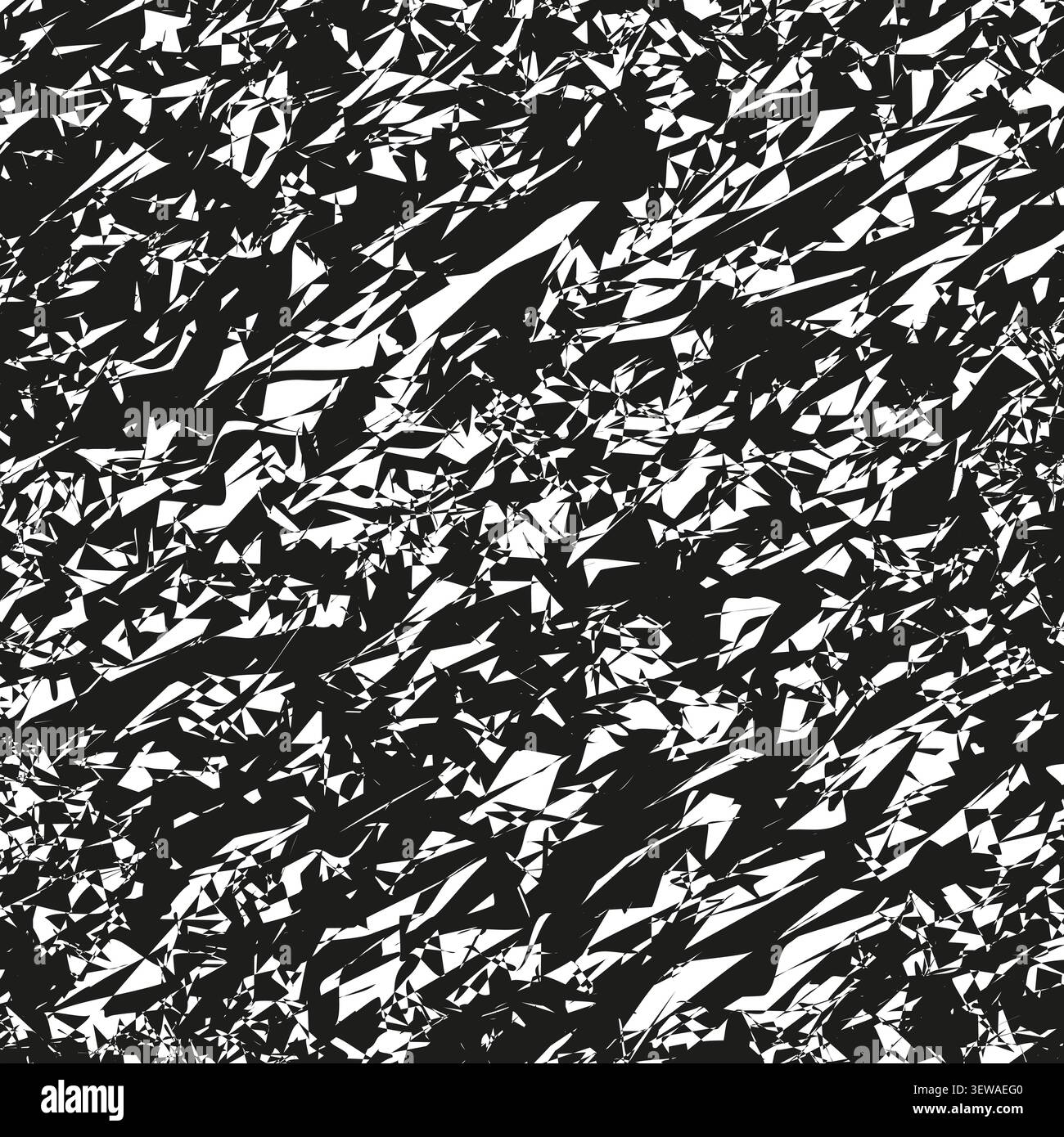 Abstract chaotic shard feature black vector pattern. This geometric camouflage polygon visualizes simple modern art backgrounds. Stock Vector