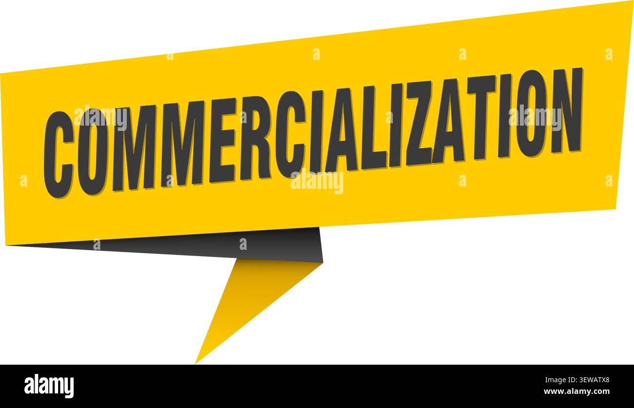 commercialization speech bubble, label, sticker, sign template. commercialization banner Stock Vector