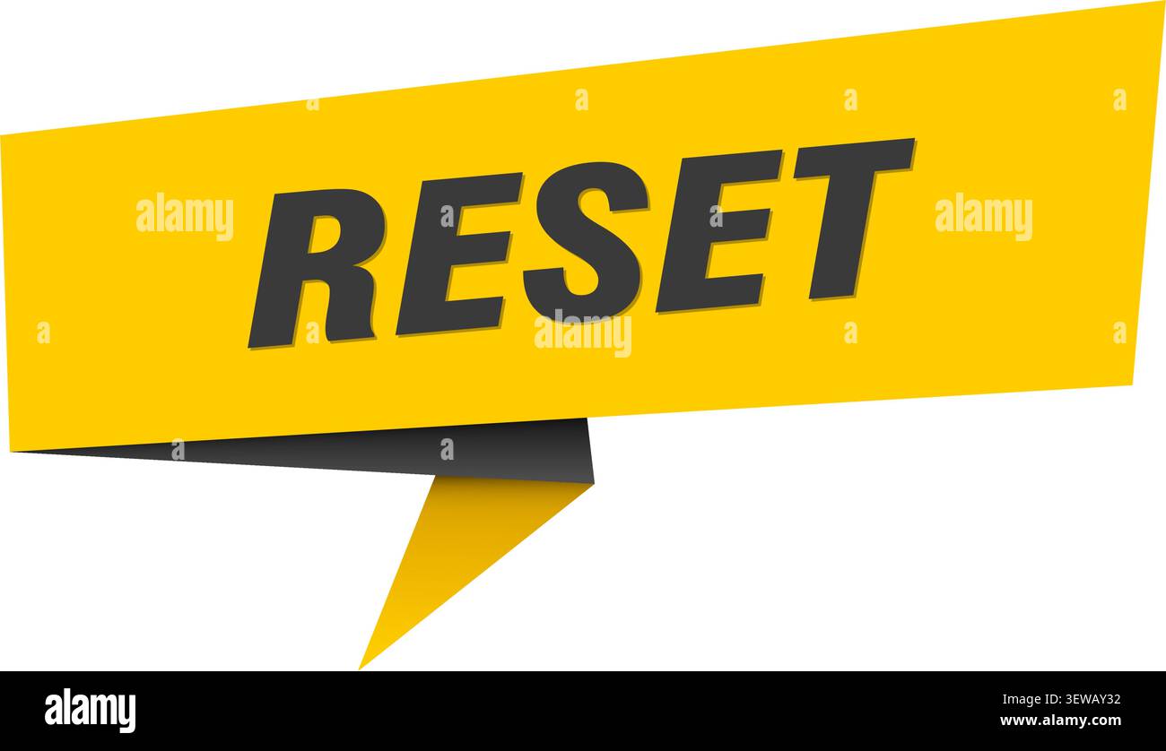 reset speech bubble, label, sticker, sign template. reset banner Stock Vector