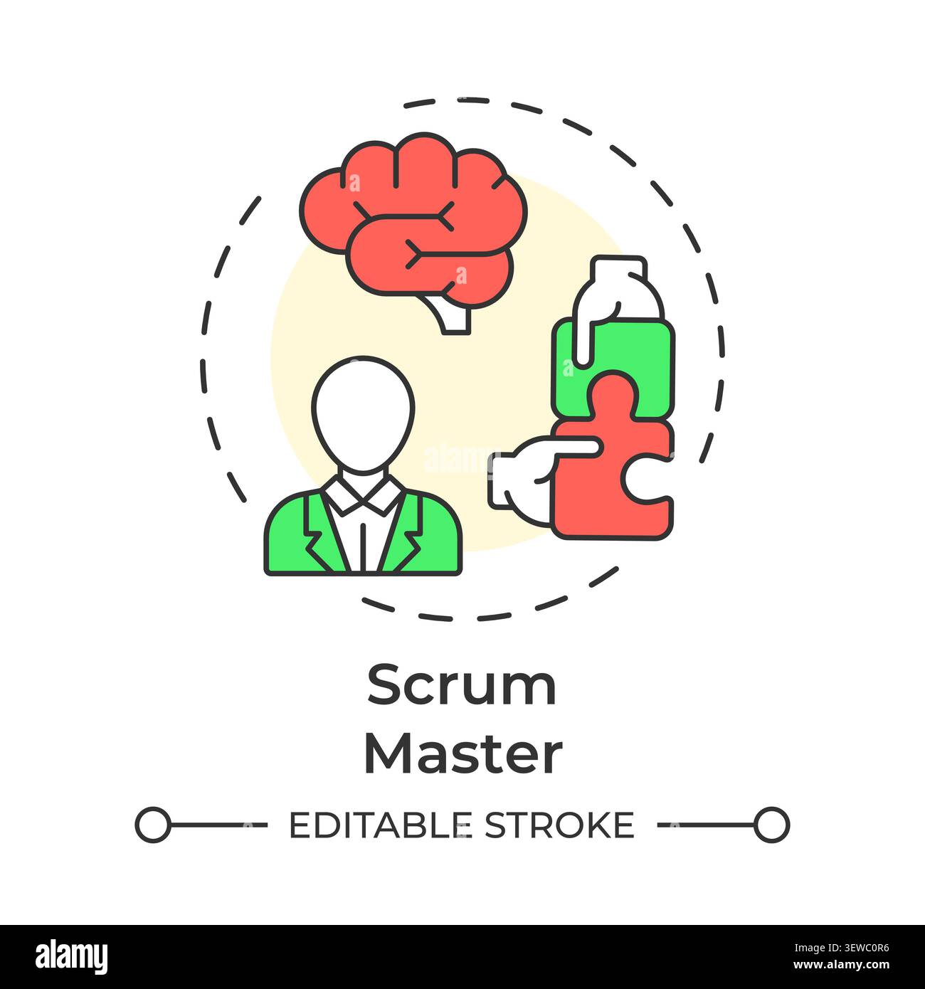 Scrum master multi color concept icon Stock Vector