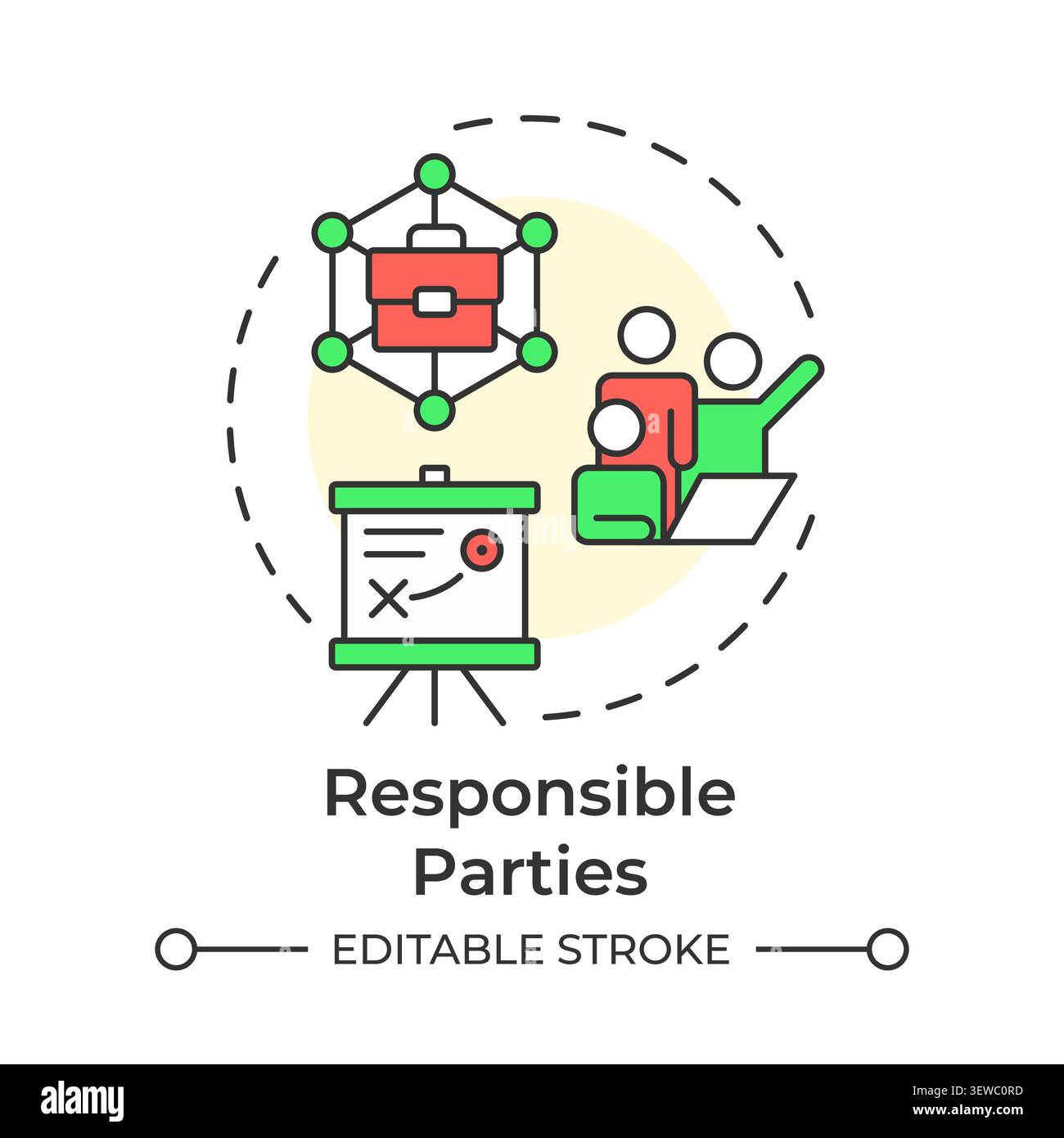 Responsible parties multi color concept icon Stock Vector