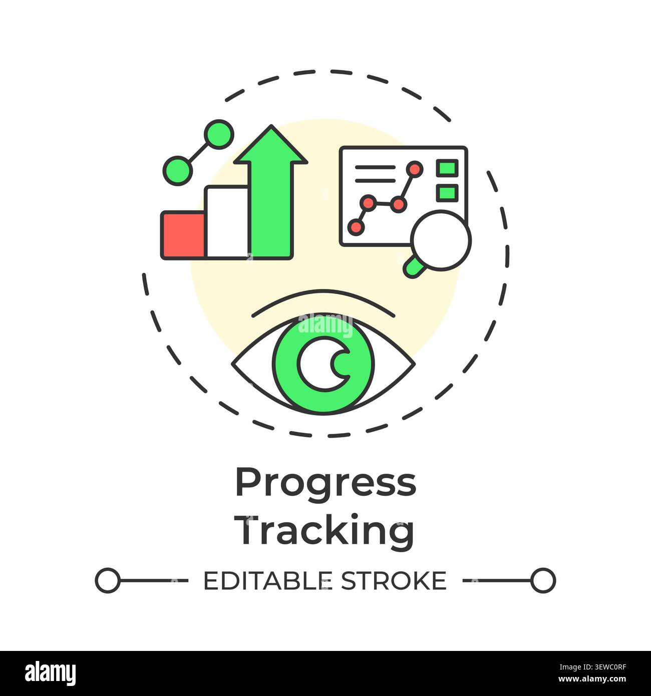 Progress tracking multi color concept icon Stock Vector