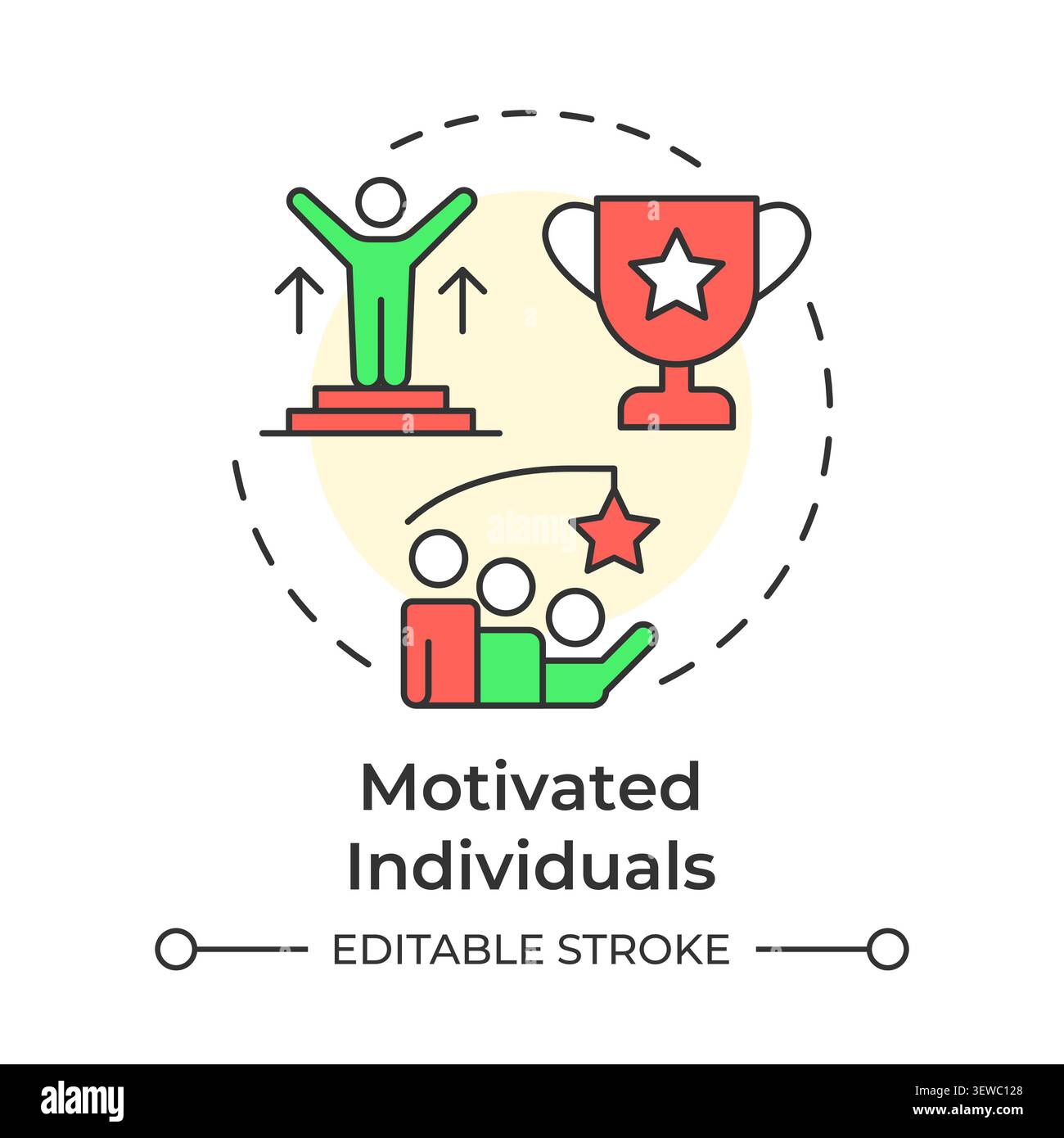 Motivated individuals multi color concept icon Stock Vector