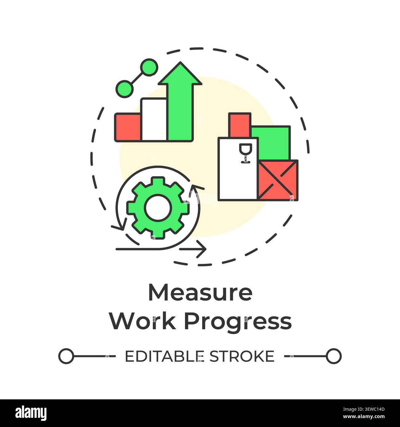 Measure work progress multi color concept icon Stock Vector