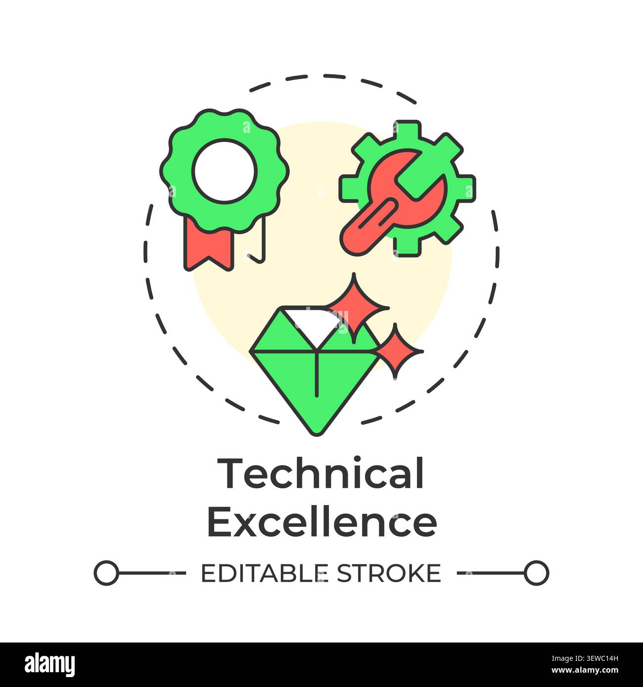 Technical excellence multi color concept icon Stock Vector