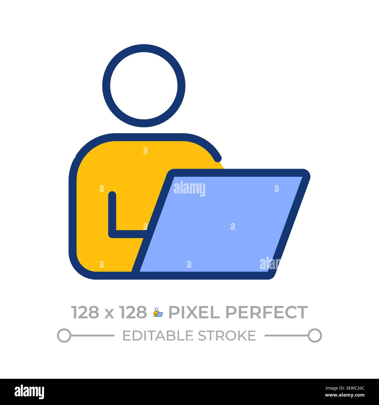 Remote worker pixel perfect line color icon Stock Vector