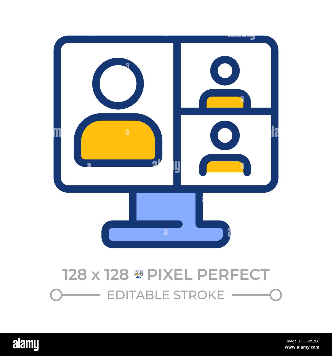 Virtual classroom pixel perfect line color icon Stock Vector