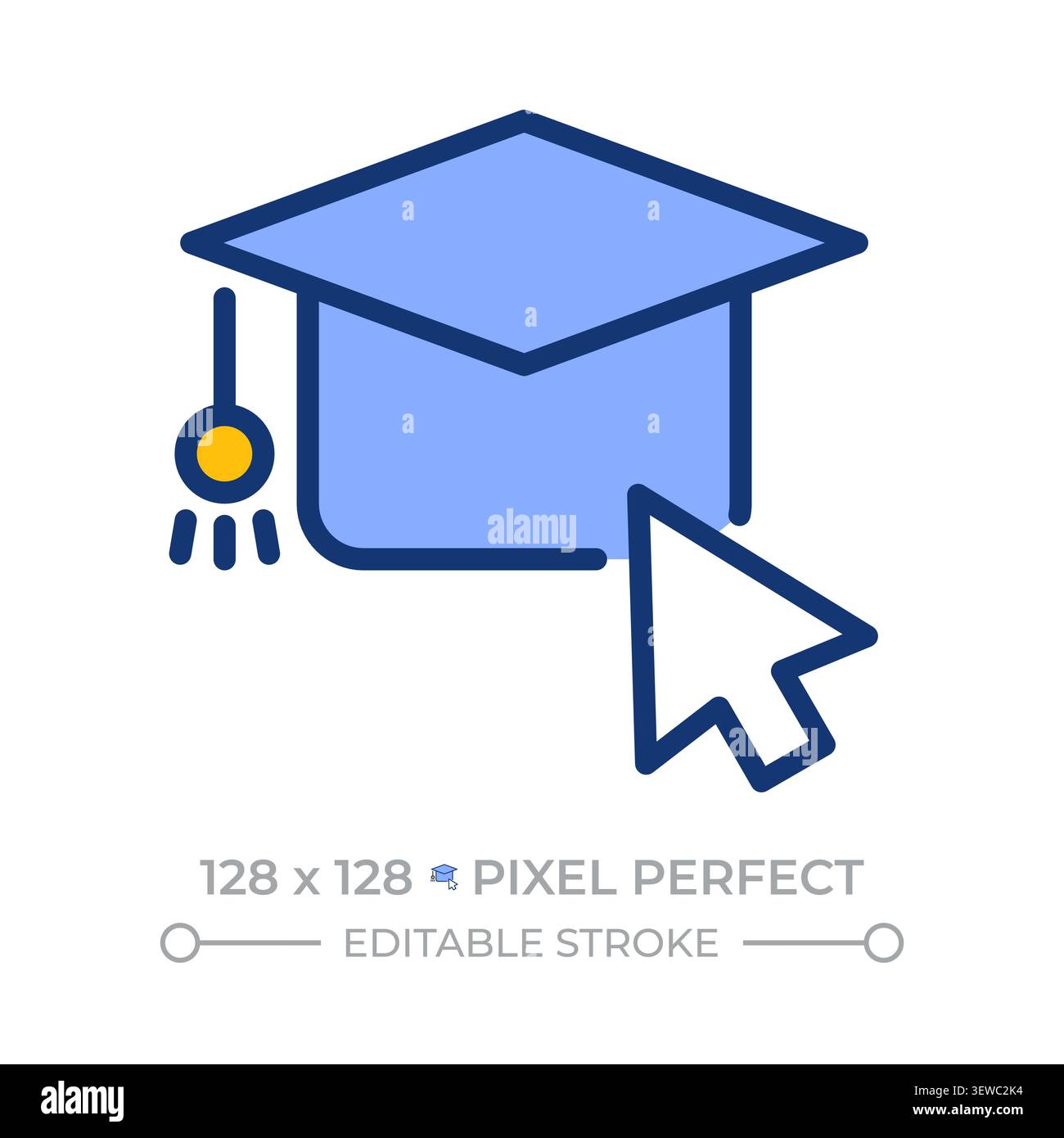 Online education pixel perfect line color icon Stock Vector