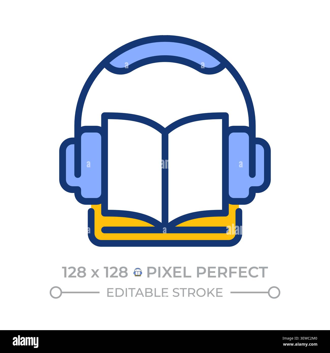 Audio lesson pixel perfect line color icon Stock Vector