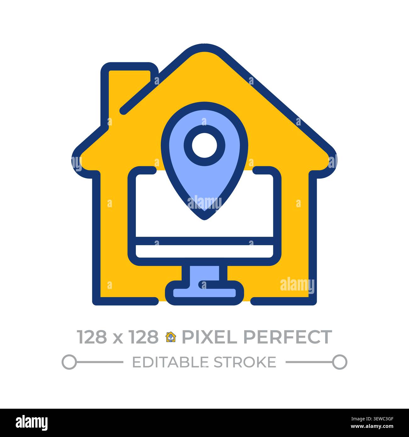 Home office pixel perfect line color icon Stock Vector