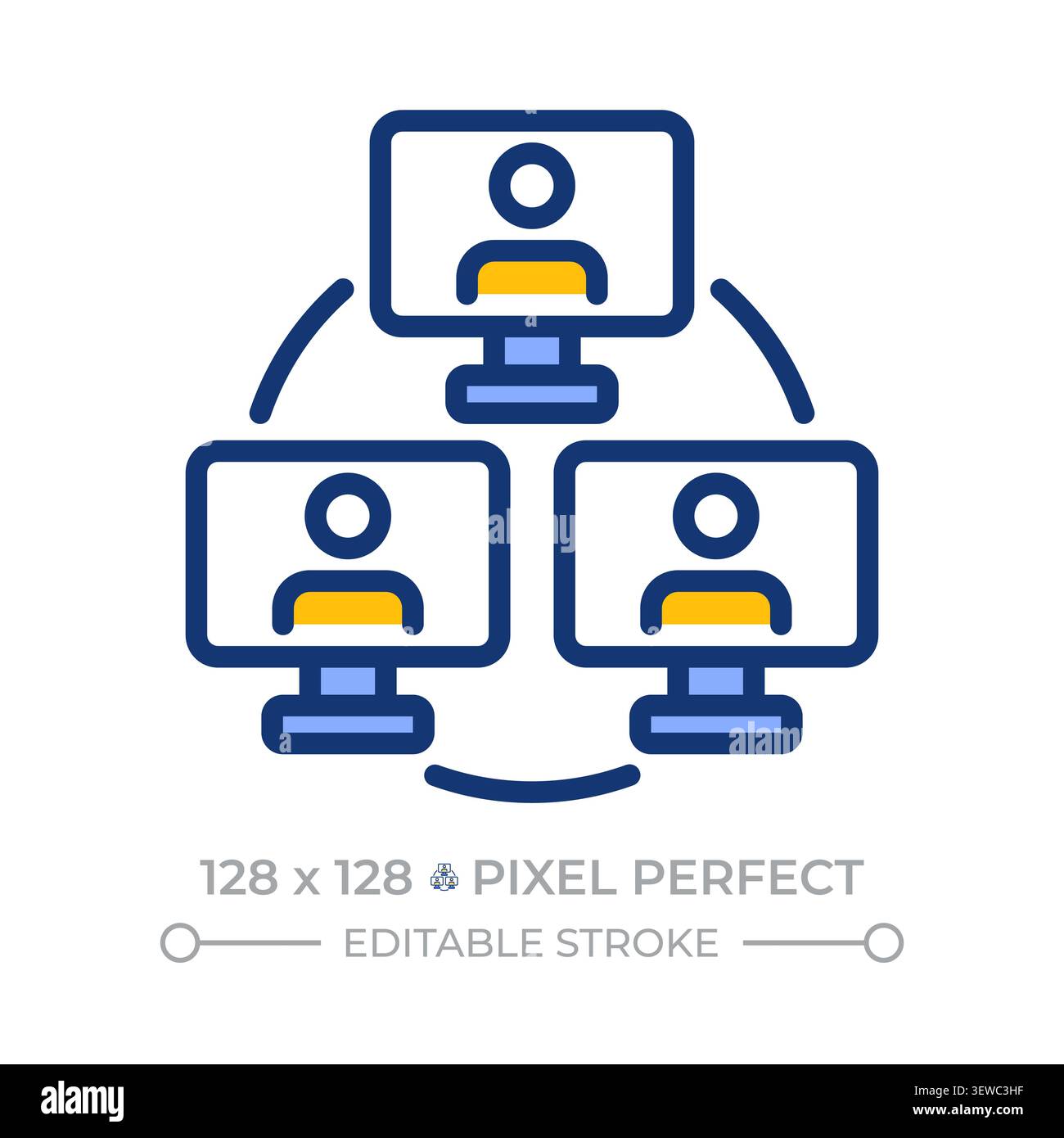 Online collaboration pixel perfect line color icon Stock Vector