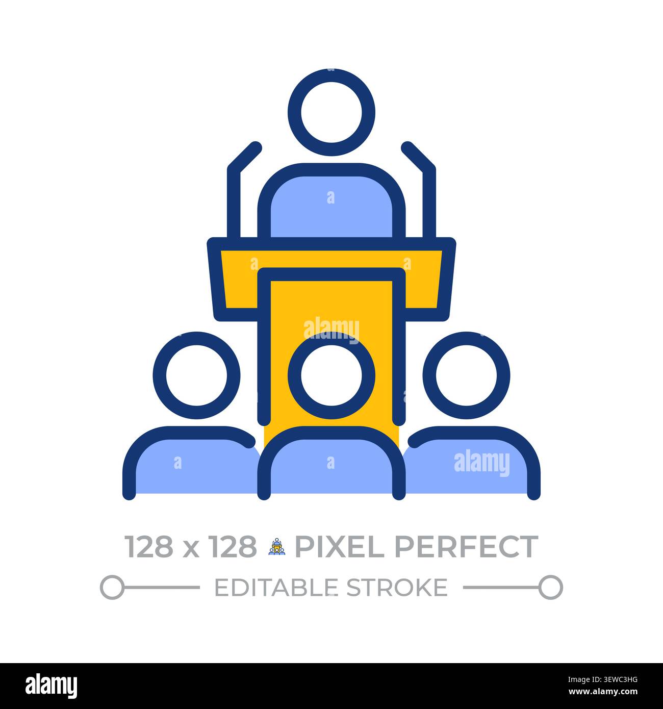Speaker performance pixel perfect line color icon Stock Vector
