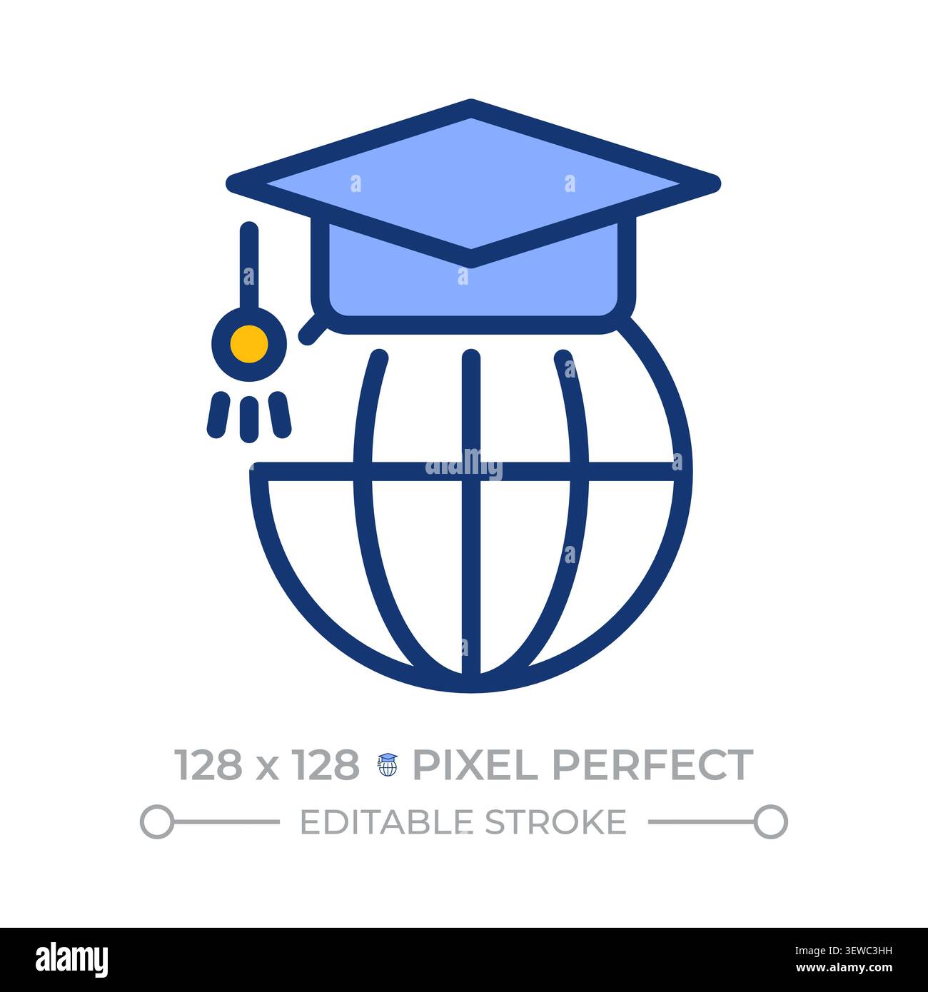 Global education pixel perfect line color icon Stock Vector