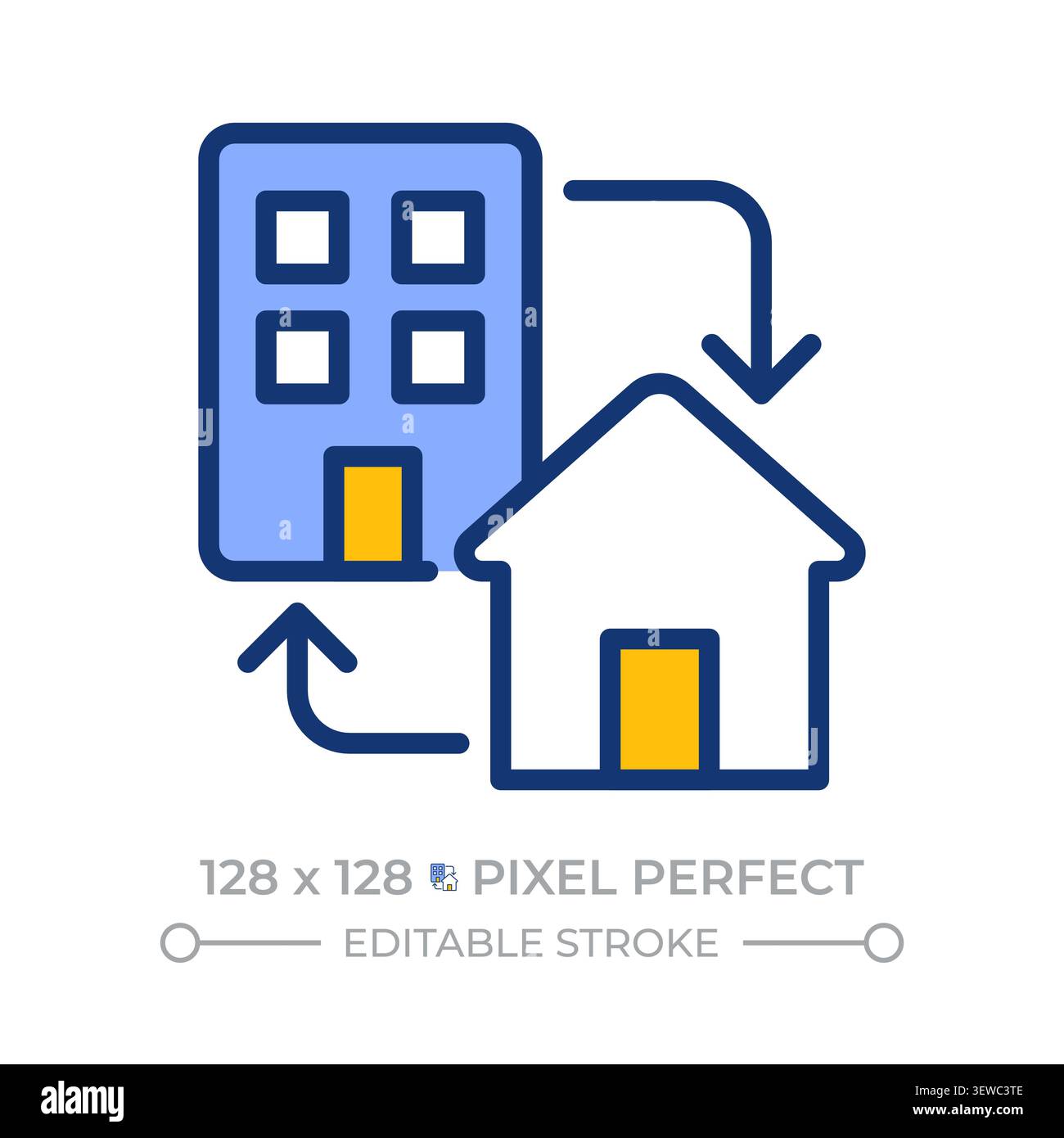 Hybrid work pixel perfect line color icon Stock Vector