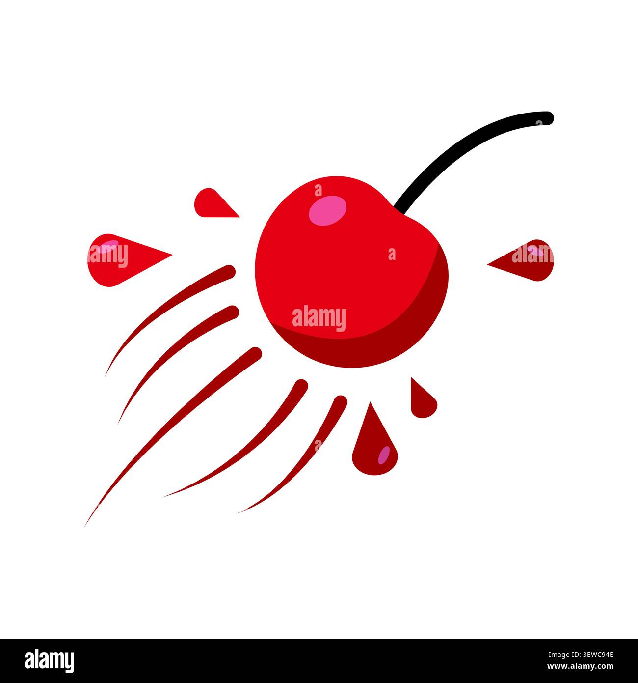 Red cherry flying with juice splash vector Stock Vector