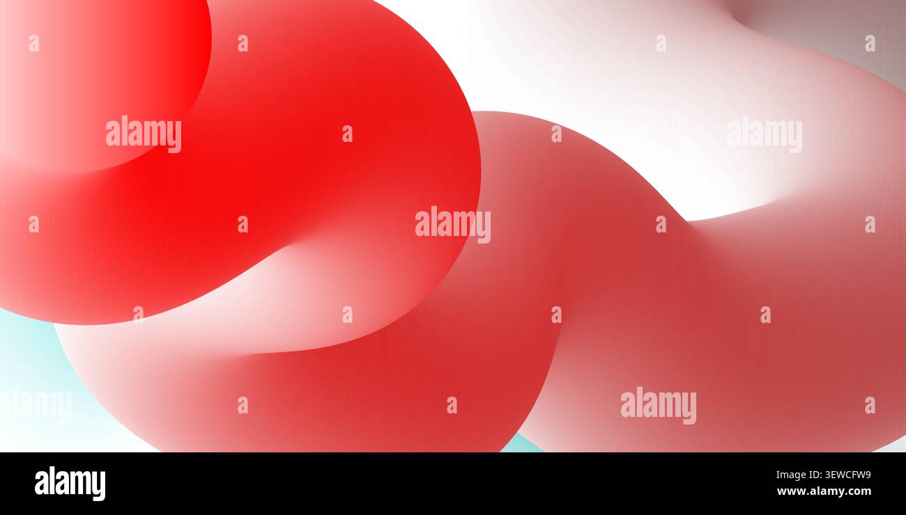 Vibrant red and white gradient smooth dynamic wavy lines vector illustration Stock Vector