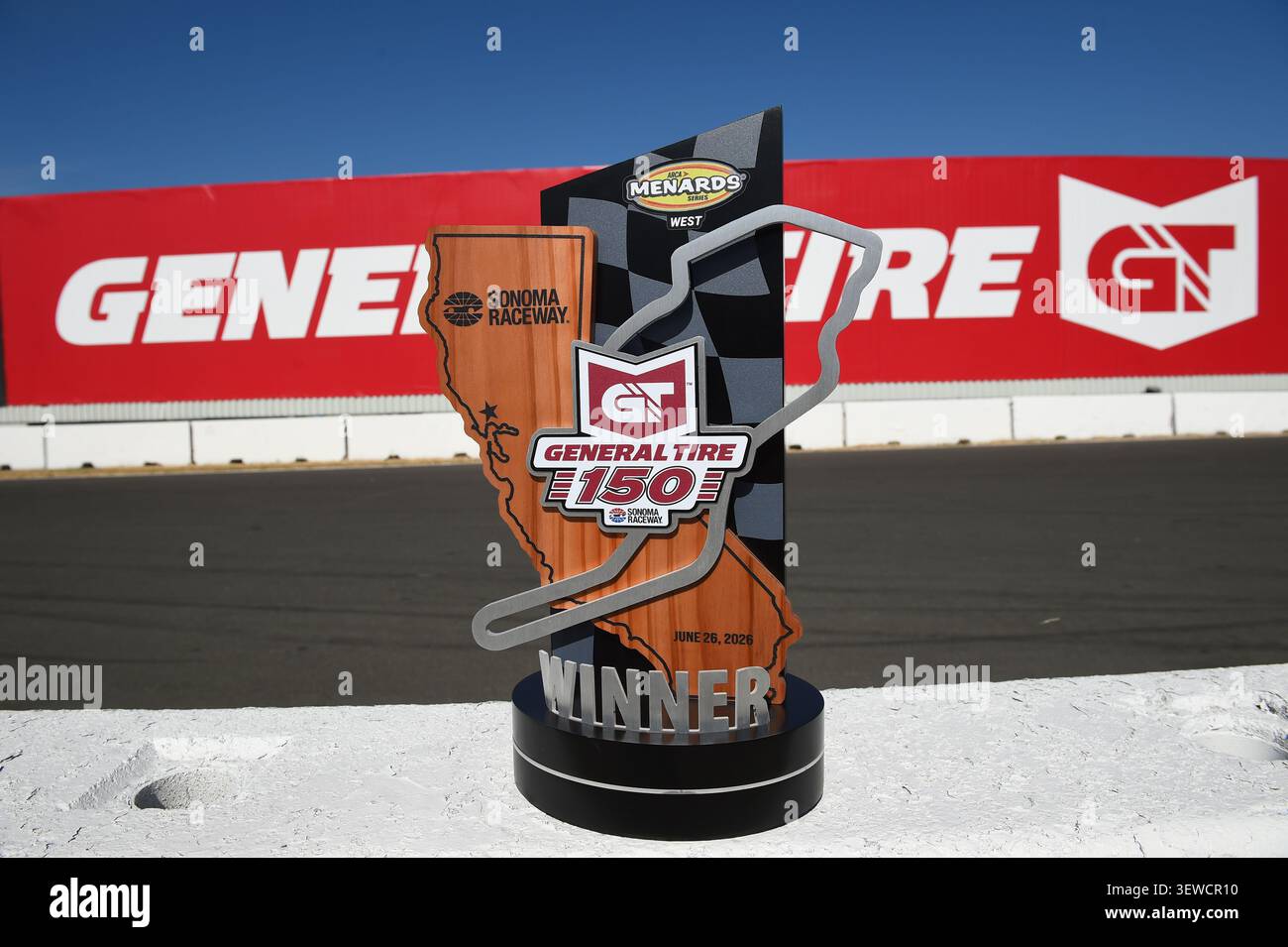 SONOMA, CA - JUNE 25: The race winner's trophy for the ARCA Menards ...
