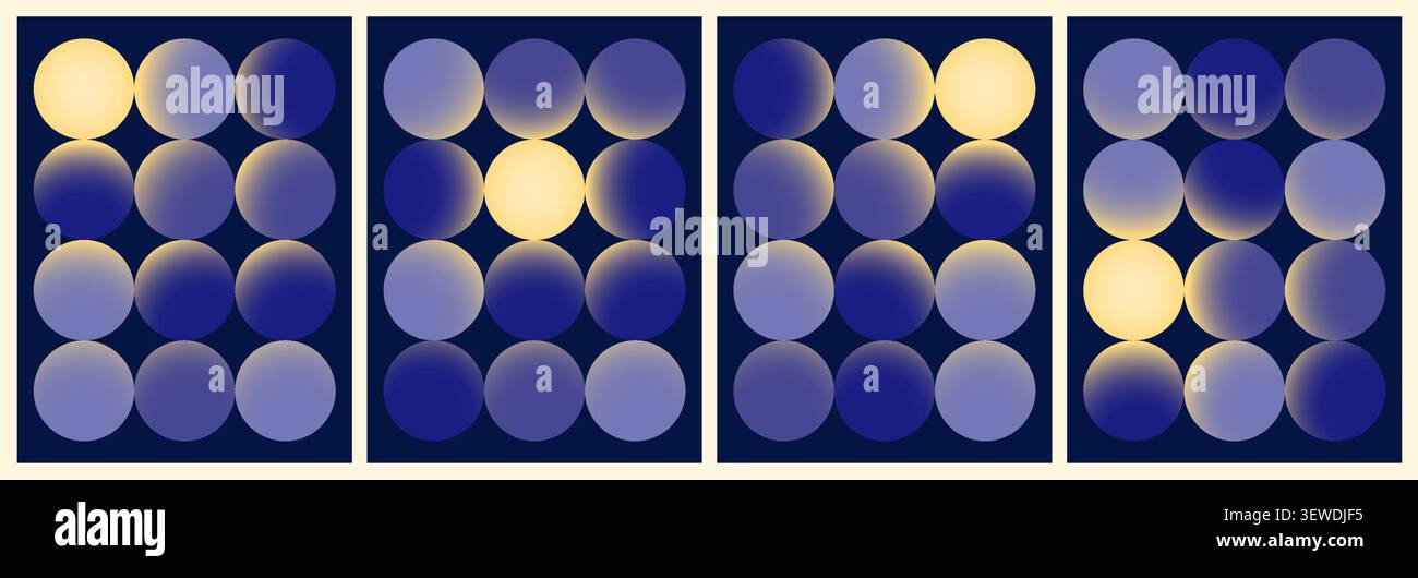 Abstract Poster with Circle Pattern and One Luminous Orb, Smooth Gradient Geometric Composition Stock Vector