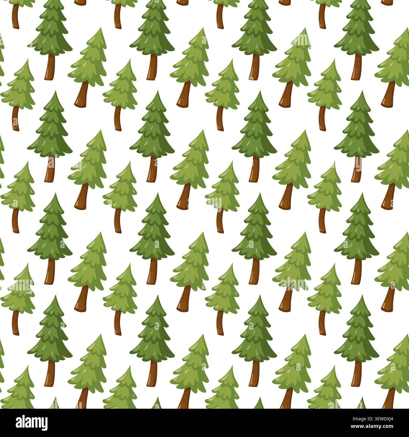 Seamless pattern with pine trees on white background. Vector forest nature background. Stock Vector