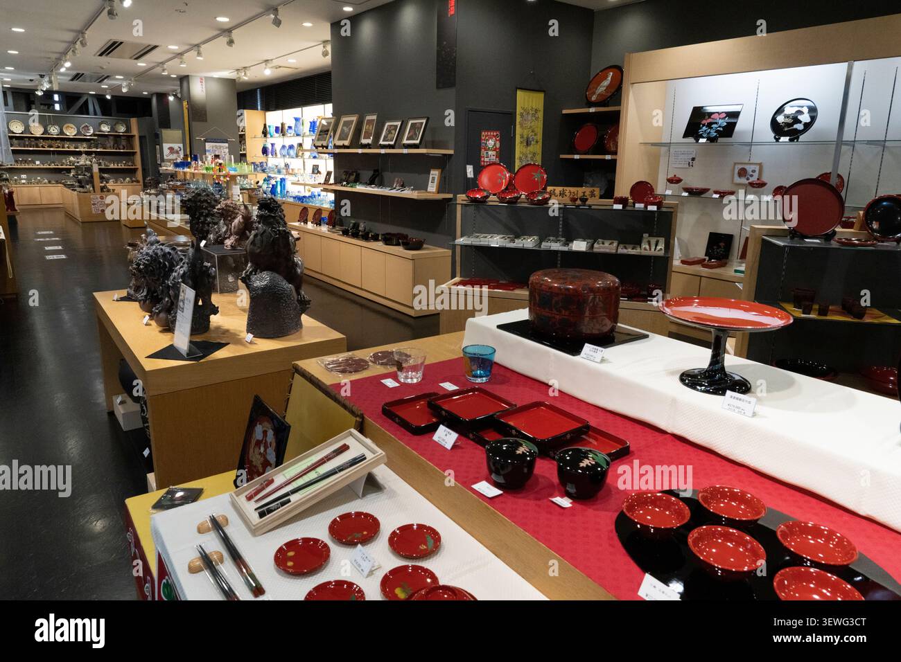 Ryukyu lacquerware Shiki items displayed on sale in a craft shop in Naha City, Okinawa, Japan Stock Photo
