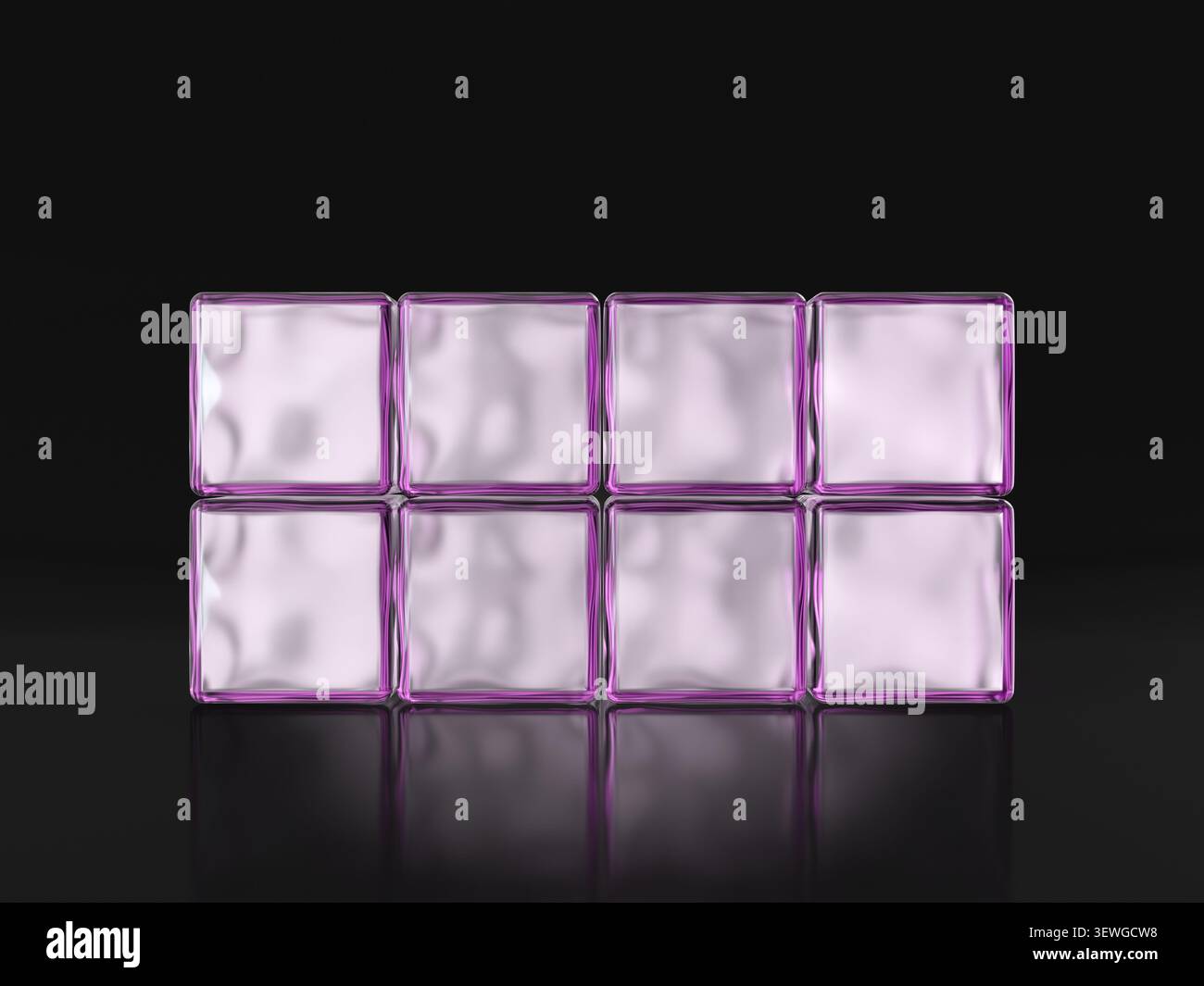 Glass cubes on a black background. 3d illustration. Stock Photo