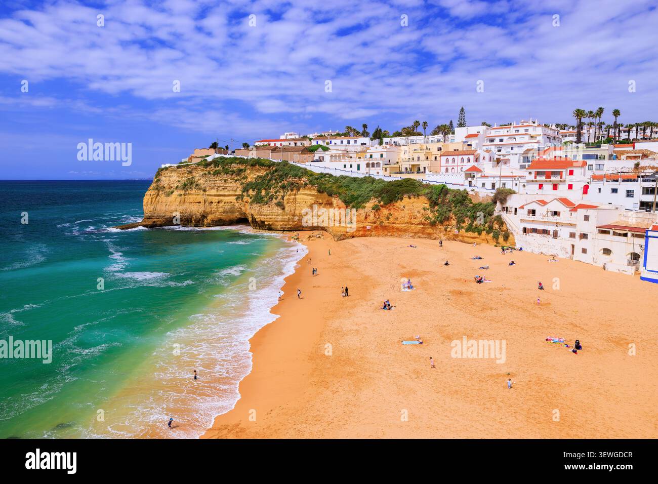 Algarve, Portugal. Beach life of Carvoeiro fishing village. Stock Photo
