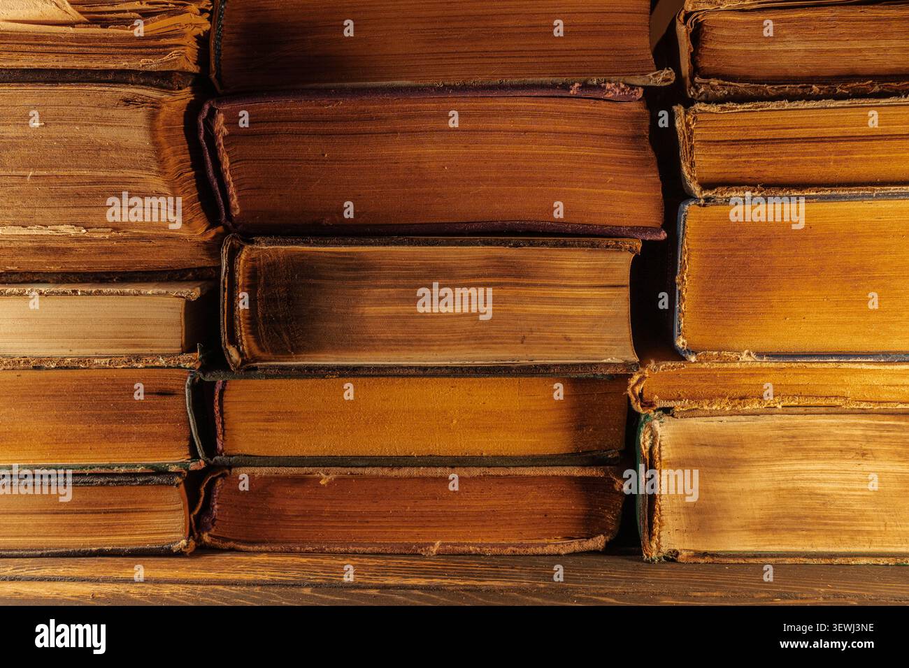 Old Books Stack,Pages From Side, Reading Concept, Education Knowledge Background Stock Photo