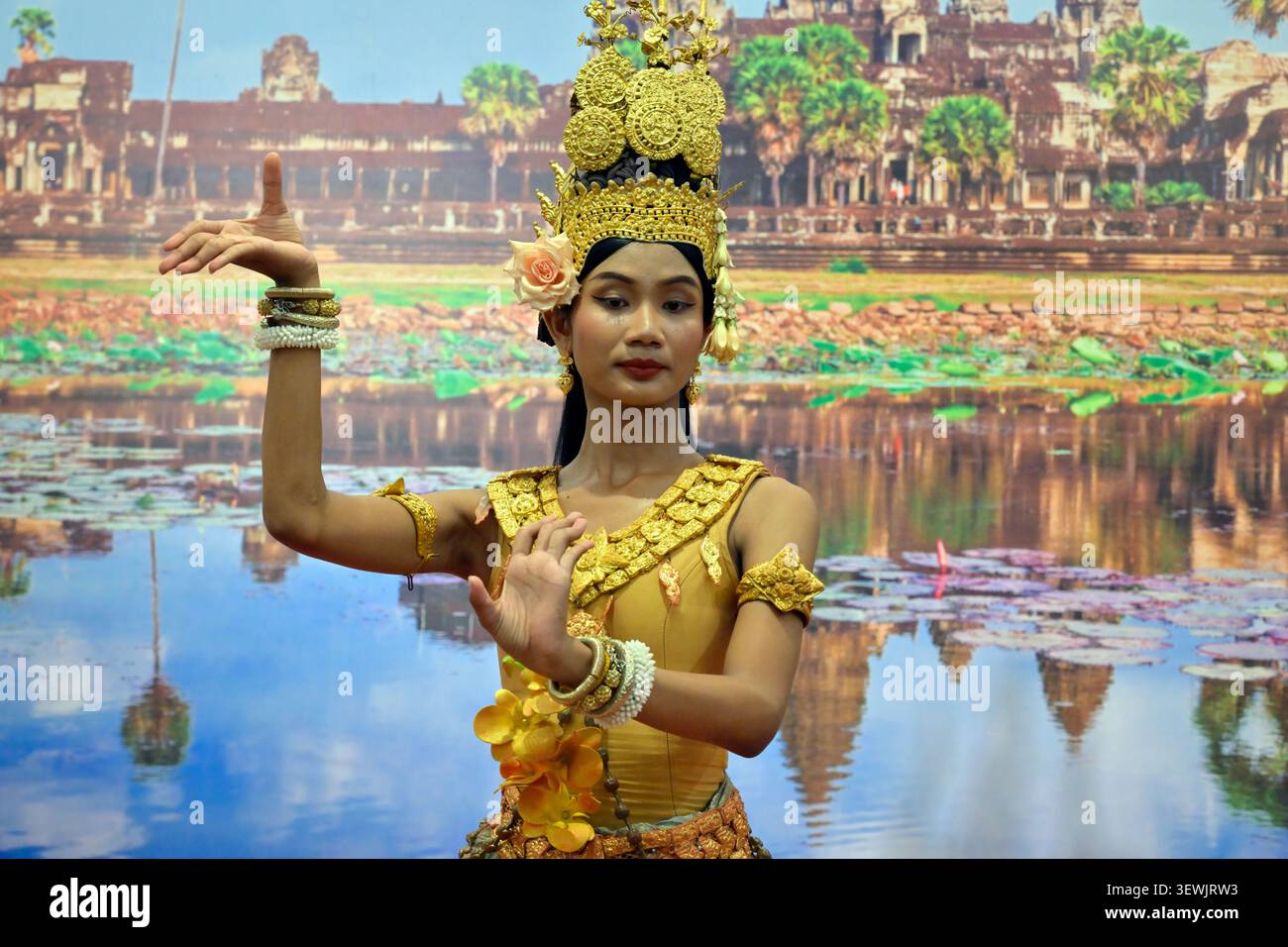 Traditional Hindu dancing performed by an apsara. Stock Photo