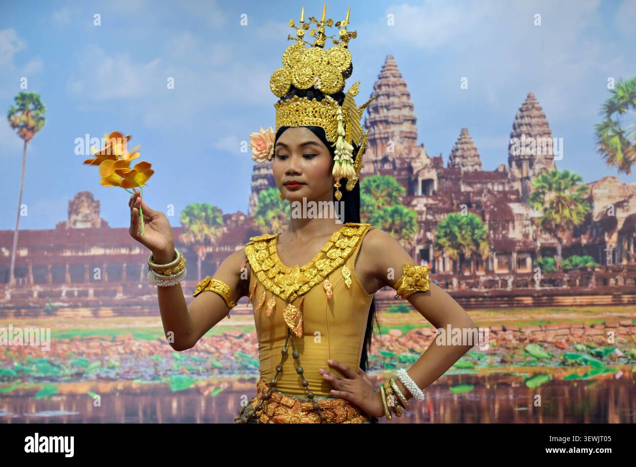 Traditional Hindu dancing performed by an apsara. Stock Photo