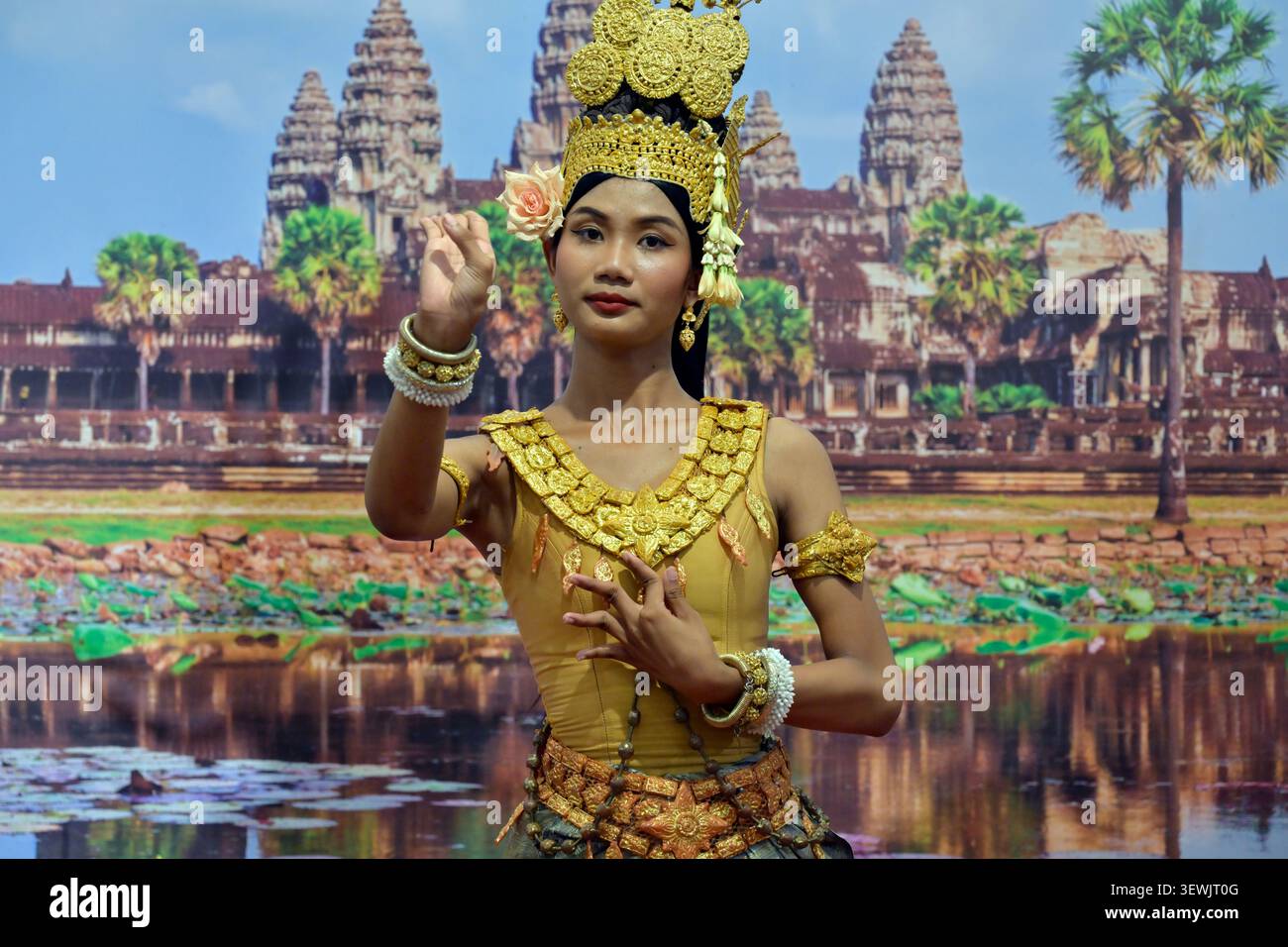 Traditional Hindu dancing performed by an apsara. Stock Photo