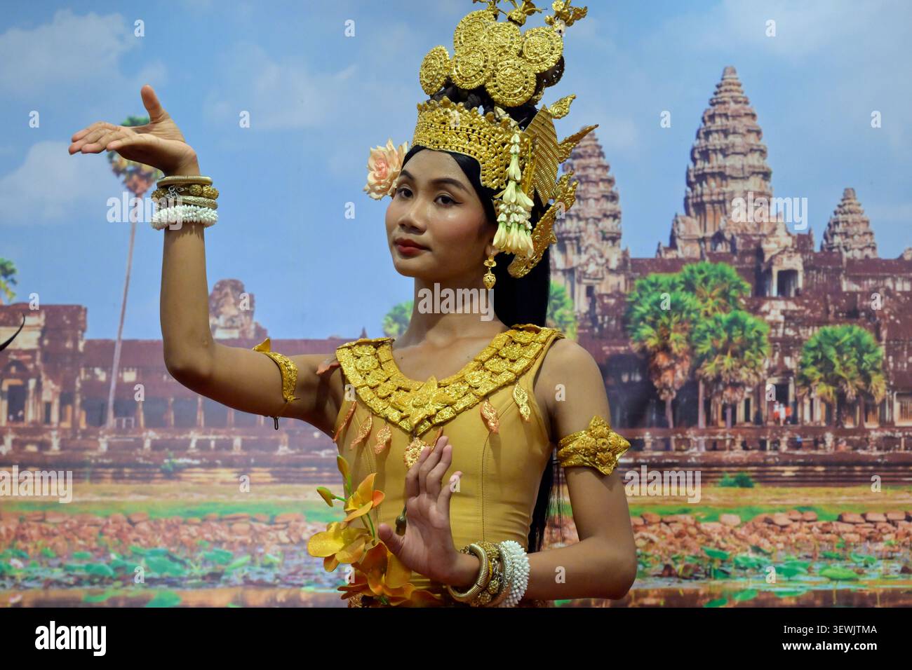 Traditional Hindu dancing performed by an apsara. Stock Photo