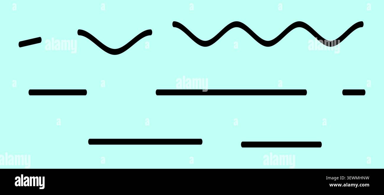 Collection of various line styles including dash and wave graphic elements Stock Vector